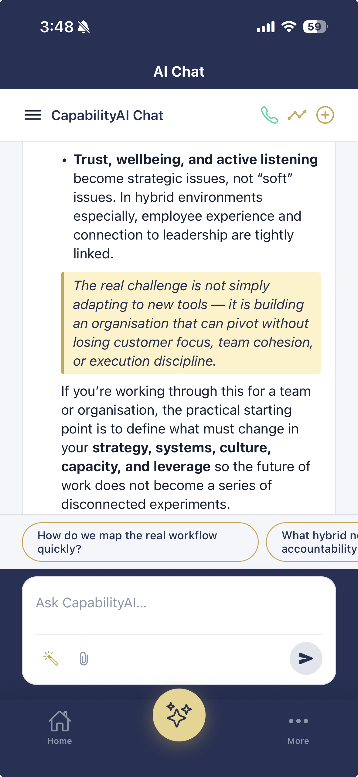 AI leadership coaching on the Stuart Andrews app