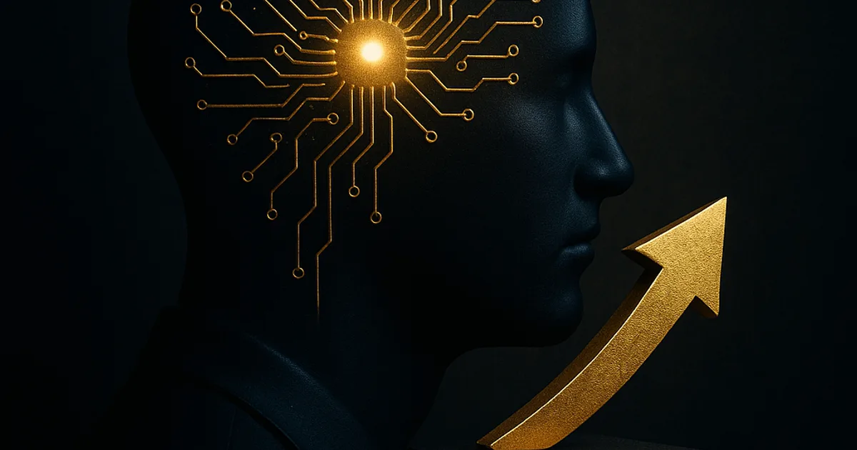 Abstract gold decision pathways branching over dark navy, representing an ai-ready leadership mindset