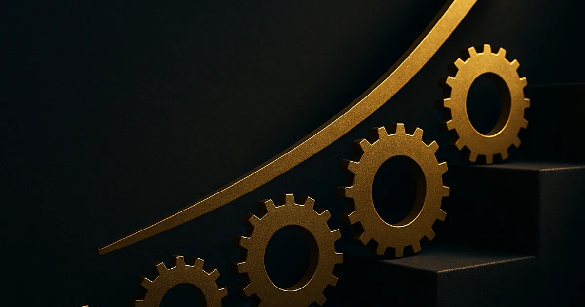 Abstract gold load distributed across many supports over dark navy, representing scaling leadership without burning out the executive team
