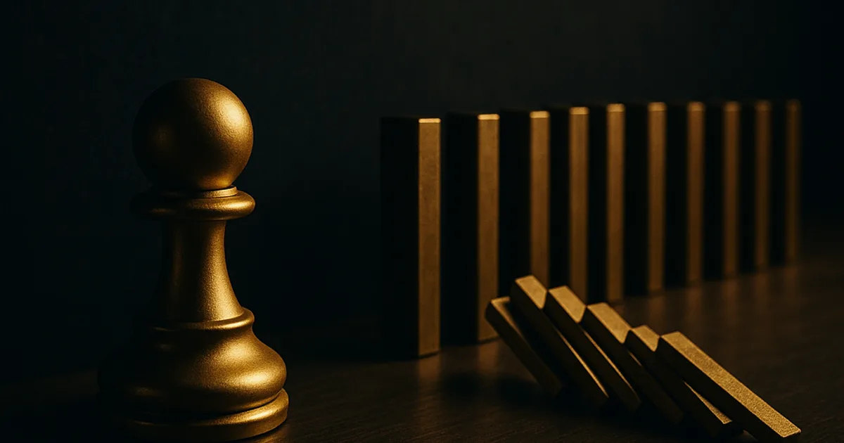 Abstract gold lattice fracturing as it expands across dark navy, representing a high-performance culture breaking down at scale