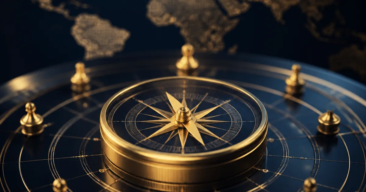 Abstract navy and gold leadership operating system playbook architecture