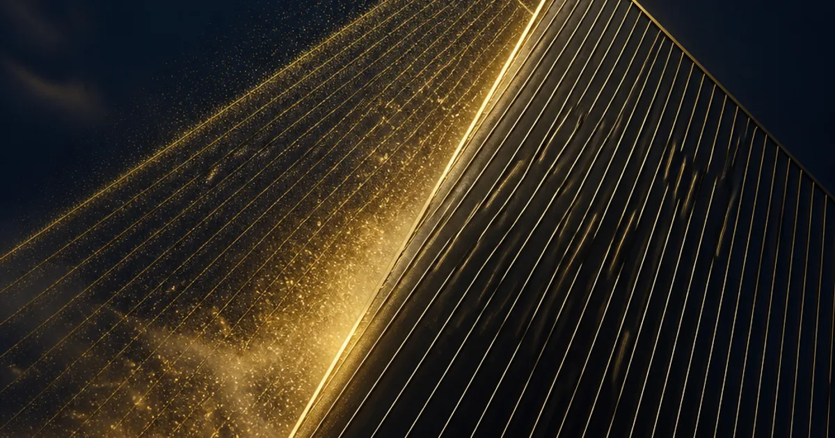Abstract navy and gold artwork of two overlapping silhouettes made of light, one solid and one slightly offset, representing the gap between stated leadership belief and lived employee experience